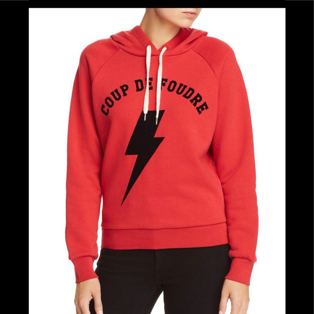🔥SALE🔥Frame denim shrunken cotton hoodie in red size XS price firm!